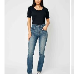 Judy Blue High Waist Relaxed Jeans Stretch Dark Blue Womens Plus Size 22W New